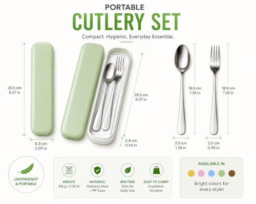 Image of Cutlery Set with Box | Stainless Steel Spoon, Fork, Reusable Tableware for Home, Kitchen, Office, Restaurant & Travel