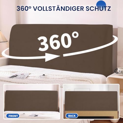 Ystyle Stretch Staubdicht Bettkopfteil Bezug, 150CM, Kaffee – Ansicht 6
