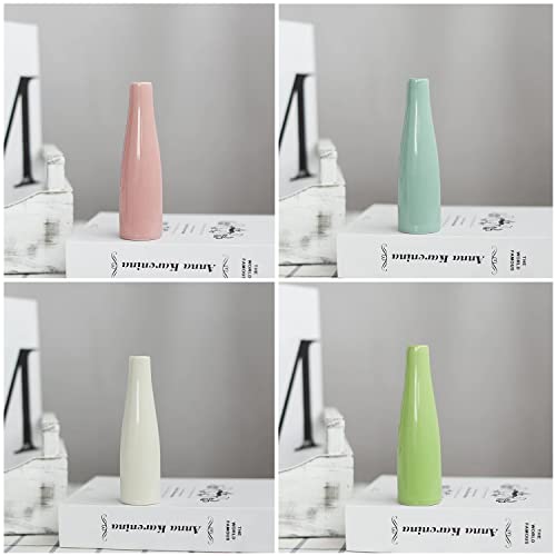 Ceramic Bud Flower Vases, 4 Pieces Colorful Conic Small Bud Decorative Floral Vase Home Decor, Connected Tubes For Flowers, Plants Floral Decor #TOP3