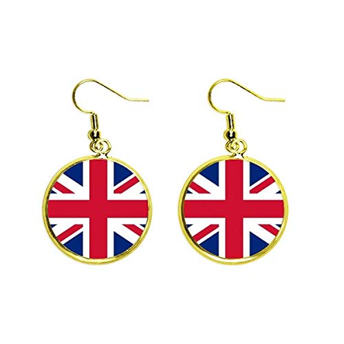 Pendientes de bandera de Reino Unido dorados colgantes de gota joyería mujer estilo Europa