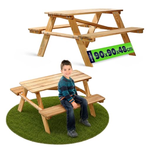 KADAX Table de pique-nique pour enfant avec bancs, meubles pour enfants pour pique-nique, table d'enfant en bois, ensemble de pique-nique pour jardin, ensemble...