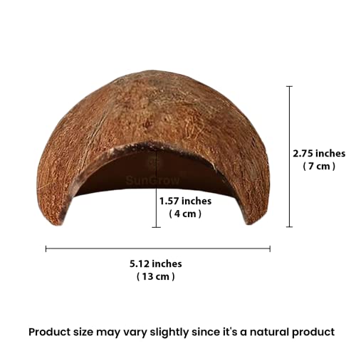 Image of SunGrow Coconut Hut for Crested Gecko, 5x3 Inches Reptile Climbing Hide, Leopard Gecko Tank Cage Habitat Accessories, Smooth-Edged Coconut Shell, for Exercise, Crawling, Perching and Basking Spot