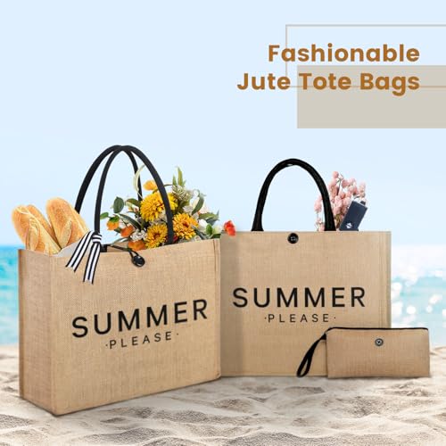Image of Trifabricy Beach Bag for Women, Woven Straw Beach Tote Bag Waterproof, Weaving Swim Gym Shopping Travel Bags with Button