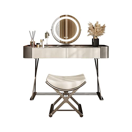 Bureau de maquillage italien moderne et créatif 1,2 m Coiffeuse Rock Board Simple Designer Commode de chambre à coucher pour petits espaces – Décoration...