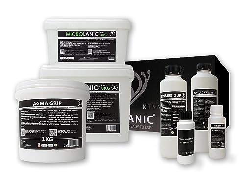 MICROLANIC - KIT MICROCEMENTO 5M² SBC | Especial Baños y Cocinas | Kit microcemento 5m² listo al uso para Baños, duchas y Cocinas.| Color: BLANCO | MATE