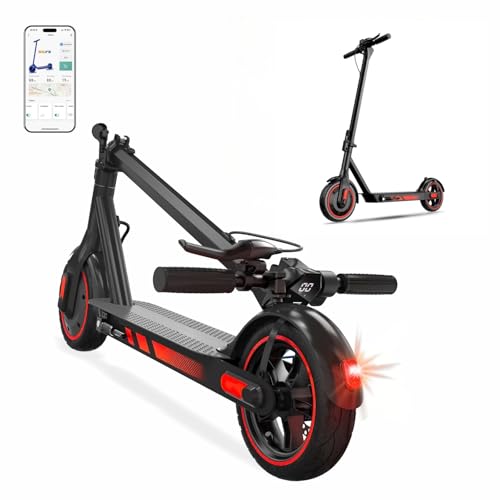 Patinete Eléctrico Adultos, App de Control, Neumáticos amortiguadores de 10', Velocidad Máxima 25 km/h, Autonomía 25-35 km, Carga de 120 kg, Frenado Dual, Rojo