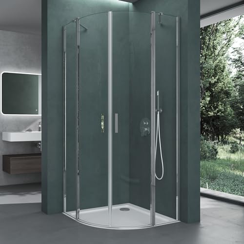 Mai & Mai Cabine de Douche Ronde avec Deux Portes Paroi de Douche en Quart de Cercle Verre Transparent ESG Nano Sans Receveur RAV52K