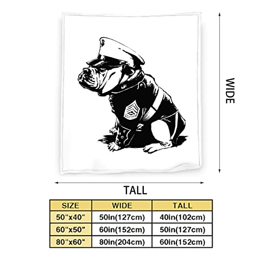 Marine Bulldog Sitting Pattern Flannel Fluffy Full Fleece Luxury Throw Blanket Plush Soft Cozy Quilt Nursery Bedding Decor Bedroom Decorations Wearable 80''X60''(Adults) #TOP3