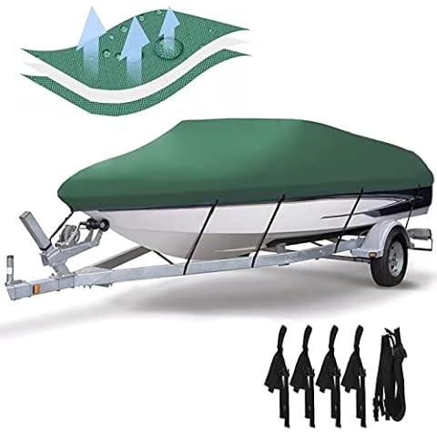 Konelia Boat Covers 11-22FT Marine Grade Waterproof Heavy Duty UV Resistant Fits V-Hull Tri-Hull Fishing Boat Runabout Bass Boat Cover