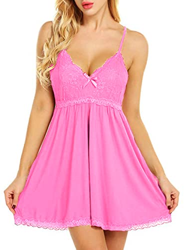 Lingerie sexy pour femme : nuisette douce en dentelle noire chic taille 32-36