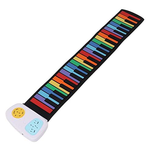 Roll Up Piano Keyboard, Flexible Rainbow Keys Pianos Digital Electronic 49 Keys Foldable With Built In Speakers For Kids For Beginners(White Shell + Rainbow Key) #TOP15