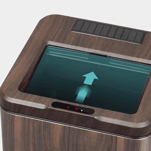Compost bin Kitchen/Garbage Intelligent Sensor Trash Can High-Grade Electric Rechargeable Wood Grain with Lid Living Room Bedroom Kitchen Household Step Trash can(Ebony,10L)