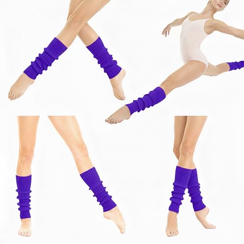 Image of v28 Women Warm Leg Warmers 80s Retro Party Costume Knit Ballet Neon Long Socks
