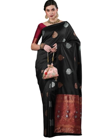 Image of Flosive Women's Mix Color Kanjivaram Silk Saree With Blouse
