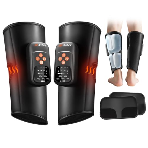 JZBRAIN Air Compression Leg Massager with Heat : Sequential Calf Massager with 5 Modes, 5 Intensity...