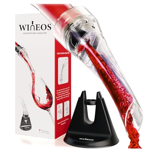 Wineos Wine Aerator Pourer Spout - Includes Wine Decanter With Aerator And Stand For Easy Storing