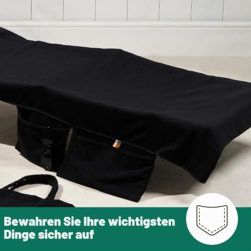 Brentfords Liegestuhl Handtuch für Sonnenliege mit Taschen, Mikrofaser Schnelltrocknend, Schwarz 215 x 75cm – Ansicht 4