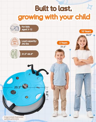 Image of SUNFATT Heavy Duty Spinning Chair for Autistic Kids,Safety Handles,242lbs | Sensory Sit and Spin Chair with Metal Base,360 Swiveling Chair for ADHD,Calming Indoor Outdoor Toy for 3-12