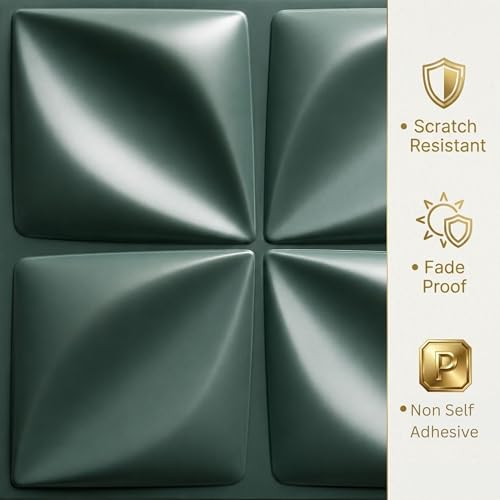 Image of Kayra Decor 3D PVC Wall Panels for Bedroom Bloom Design Olive Green Color 19.7 inch x 19.7 inch (Pack of 40) - Covers 107.80 Sq. Ft.