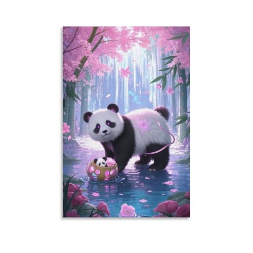 Tableau impression sur toile panda pour chambre d'enfant et couloir moderne 50x75cm