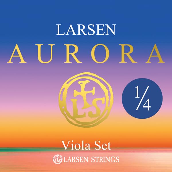 LARSEN Strings Aurora Viola Strings Medium 1/4, Metallic and Clear