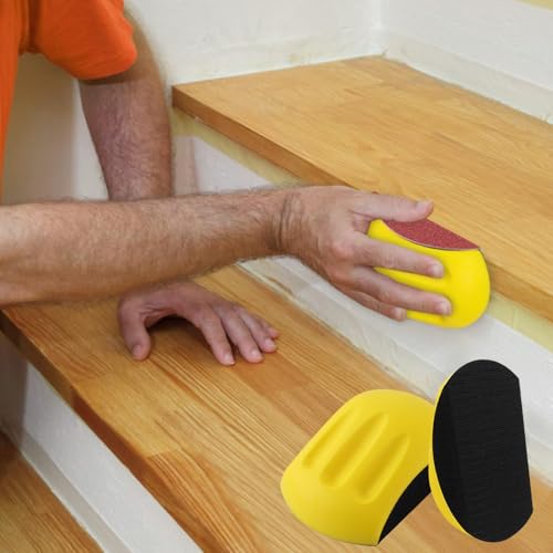 VZU 125mm 150mm Schleifklotz Klett Set (2er Pack) Mausförmiger Handschleifblock mit Klettverschluss Für Schleifen, Polieren & Winkelschleifen Inkl. Sandpapierhalter