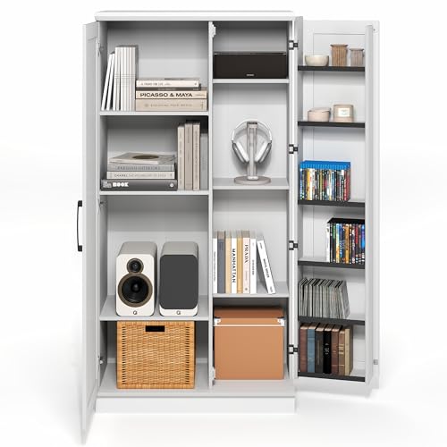Image of Furinno Robin Storage Cabinet, 4-Tier Pantry Cabinet, Plain White