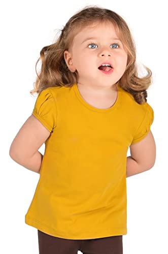 Image of Lilax Girls Short Puff Sleeve Cotton T-Shirt, Toddler & Little Girls Top | 95% Cotton Puff Sleeve Tee; Crewneck, Short Sleeve; Toddler & Girls Sizes 2T-12; for School, Play & Everyday; Machine Wash