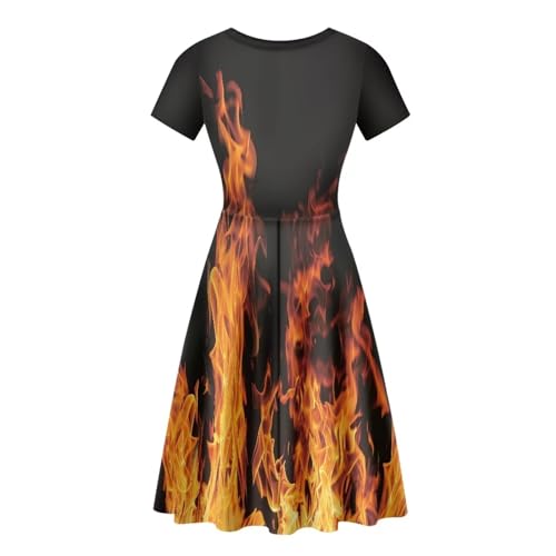 Image of POLERO Sunflower Dress for Women Floral Summer Dresses Short Sleeve Casual Sundresses Midi Dresses