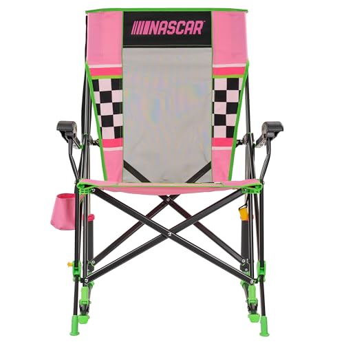 Silla Mecedora Plegable para Camping y Deportes GCI Outdoor NASCAR Roadtrip Rocker con Reposabrazos Duraderos y Porta Bebidas, Rosa miniatura 3