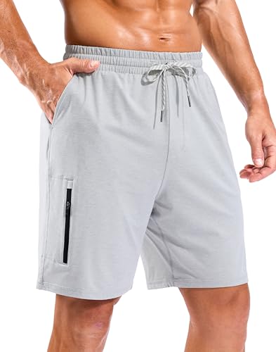 Men's 7" Athletic Sweat Shorts with Zipper Pockets - image 2