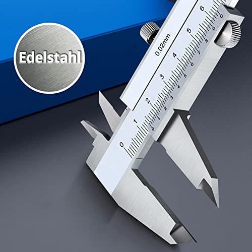 Retoo Messschieber Analog 150 mm aus Stahl mit Feststellschraube, Spritzwassergeschützt und staubdicht, Vernier Messgerät für den Hausgebrauch, Präzisions-Messgerät ideal für Zuhause