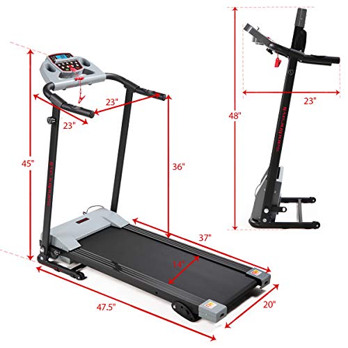 Image of JAXPETY Folding Treadmill 2.0HP Electric Motorized Running Machine w /LCD Display, Drink Holder for Home Gym Exercise Walking Fitness, Grey