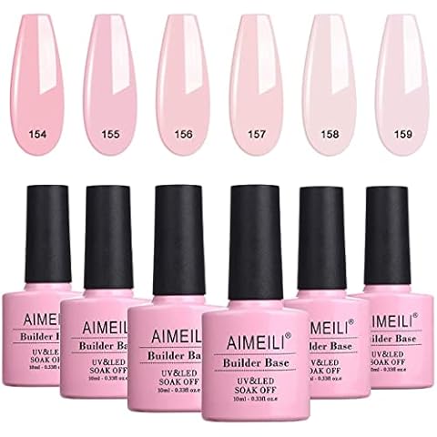 AIMEILI 5 in 1 Builder Base Gel Set for Nails Extension Builder Gel Starter Kit Soak Off UV LED Gel Polish Multicolour/Mix Colour/Combo Colour Of 6pcs X 10ml - Gift Kit 37 Cover