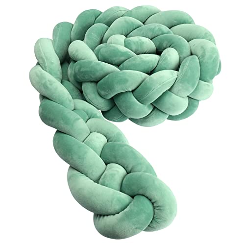 Image of 4 Strand Round Handmade Woven Cushion Soft Knot Decorative Knotted Throw Pillow,Bed Gap Filling Cushion Widen Plush Knotted Throw Pillows,for Home Decor (157.56 inch, Mint Green)
