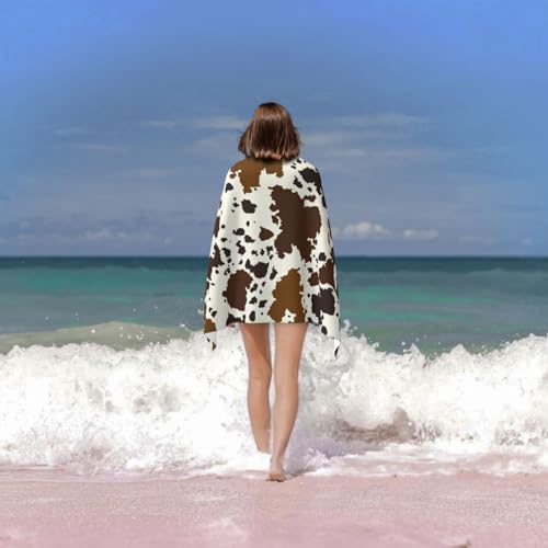 Voohddy Cow Print Brown Animal Beach Towel Soft Absorbent Microfiber Quick Dry Large Bath Towels For Bathroom Women Men Boys Girls Pool Camping Travel Swimming Picnic Sports thumb #7