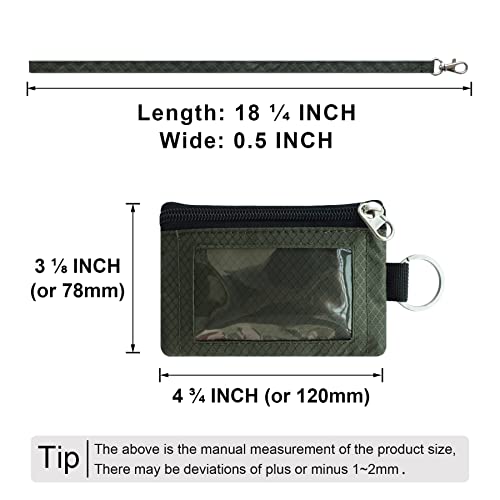 Image of CHENSPRX Minimalist RFID Blocking Small Wallet with ID Window,WaterResistant Zip Id Case Wallet with Lanyard Keychain for Cards,Cash,Travel,Women,Men