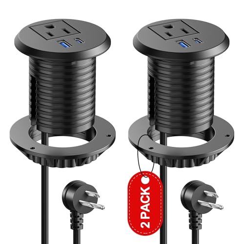 Desktop Power Grommet, 2 inch, USB C PD 20W Fast Charging Station, Desk Hole Outlet,ETL Listed (2, 6 FT Cable)