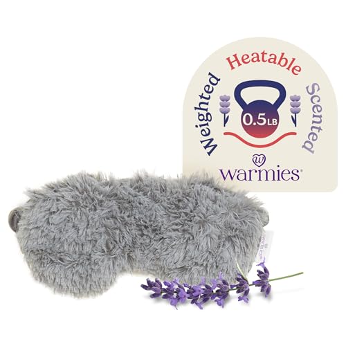 warmies Microwavable Eye Mask for Warmth & Comfort - Heating & Cooling Compress for Calming Relaxation - Weighted & Heated Eye Mask with Scented Lavender for Sleeping - Gray