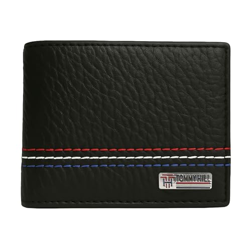 Tommy Hill Mens wallet with RFID protection bifold mens wallet with Strong Stitching Slim Bifold Genuine Leather premium wallets Ideal Gift for him - Black