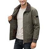 Zanisouta Winterjacke Herren Warme Fleecejacke Vintage Arbeitshemd Outdoor Mantel mit Kapuze...