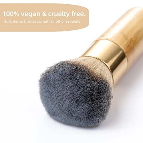 Bronze Tan Self Tanner Brush For Face High Density Vegan Kabuki Foundation Brush Makeup Brush For Blending Liquid Foundation Powder Cream Bronze Self Tanner Application For Flawless Face Make Up #TOP2