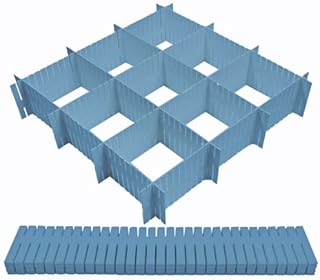 NEUSID Plastic DIY Drawer Dividers, 8pcs Blue Adjustable Drawer Organiser, Flexible Household Separators for Sorting Office Supplies Bedroom Kitchen Utensils Makeup Tools Clothes Underwear Socks