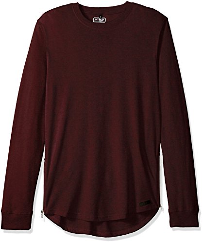WT02 Men's Long Sleeve Scallop Basic Tee with Side Zippers