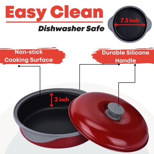 Maconee Microwave Cookware, Deluxe Nonstick Microwave Crisper Pan/7.5 Inch, Grill Pan With Lid For Pizza, Steak, Chicken, French Fries, Tacos, Omelet, Bacon Strips #TOP6