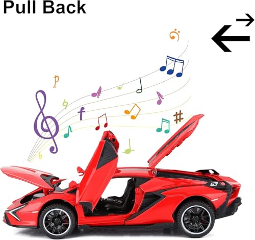 Image of 1:32 Lamborghini Sian Die-cast Metal Toy Car Pull Back Super car with Openable Doors with Sound and Light for Gifts Toys for Kids