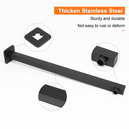 Harjue Shower Arm, Rain Shower Head Extension Extender, With Flange And Teflon Tape, Made Of Thicken Stainless Steel For Bathroom Rainfall Showerhead (20 Inch, Matte Black) #TOP2