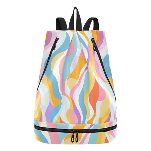 Modern Anstract Colorful Art Drawstring drawstring bag beach drawstring gym bag with Wet Dry Compartments