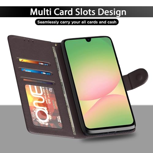 Image of Pikkme Flip Cover for Samsung Galaxy M17 5G / A17 5G / F17 5G Leather Finish | Inside TPU with Card Pockets | Wallet Stand and Shock Proof | Complete Protection Flip Case(Coffee)