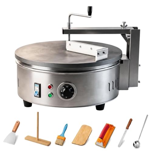 GYKOZY Máquina eléctrica Comercial para Crepes y Tortitas de 220 V con 7 Accesorios, Plancha Antiadherente de Acero Inoxidable de 40 cm y Temperatura Ajustable.